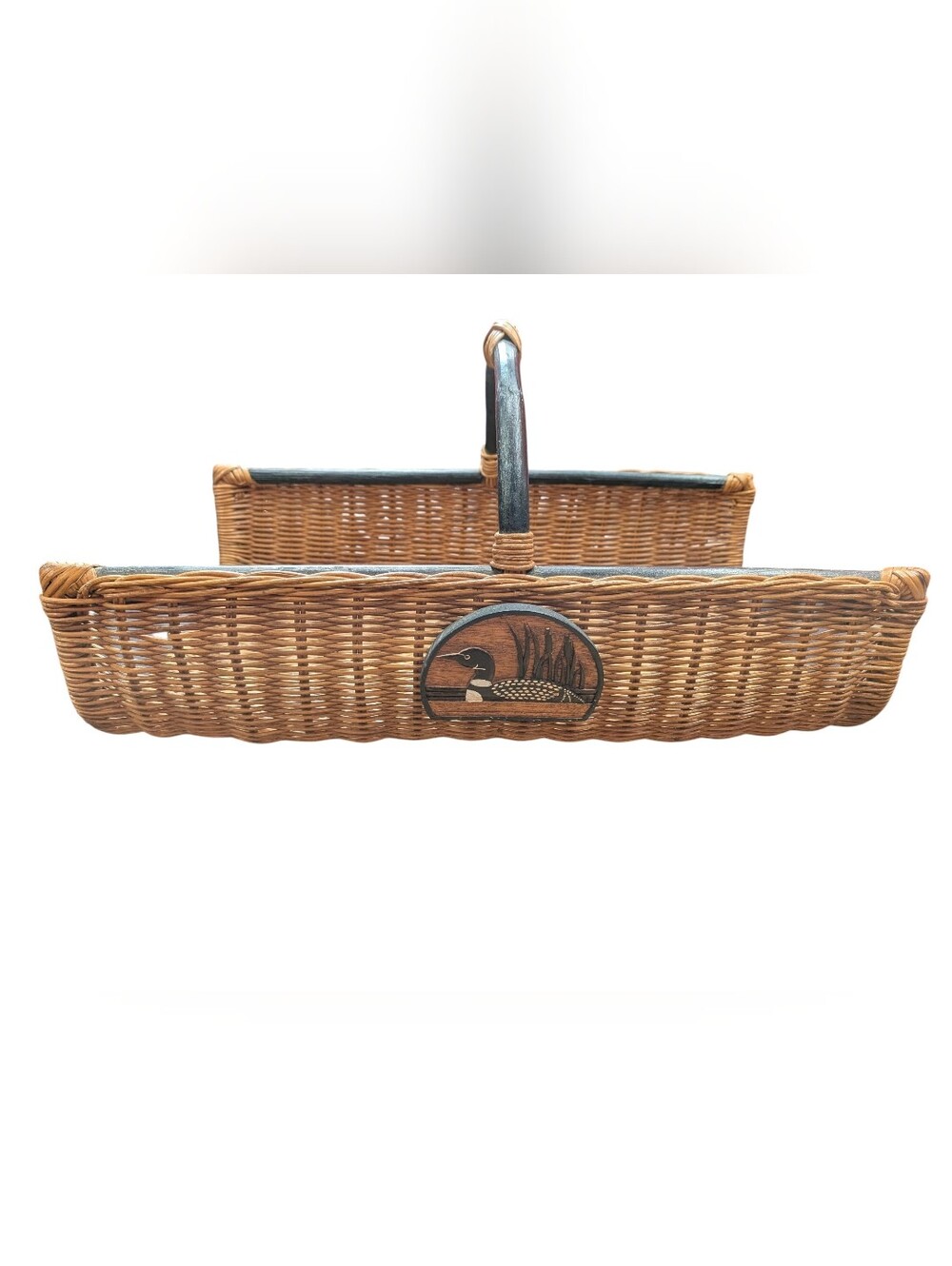 Woven Natural Rottan Habitat Basket with Duck Motif